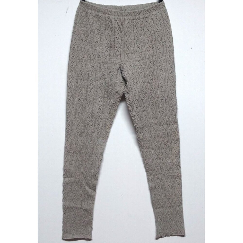 Jasmine & Ginger thermal sleepwear pants womens Sz M textured knit stretch gray